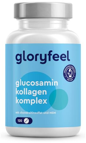 Glucosamina Condroitina MSM, Integratore 6-in-1 con Collagene e Acido Ialuronico, 120 Compresse per 2 Mesi, Articolazioni, Cartilagine e Ossa, Prodotto in Germania, Senza Glutine e Lattosio