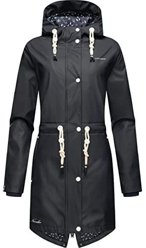 Navahoo Damen wasserdichte Übergangsjacke Regenjacke Flower of Ocean Navy Gr. XL