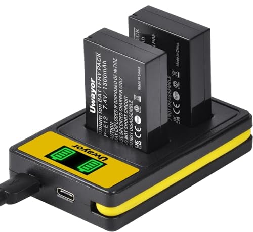 Uwayor LP-E12 Camera Battery Charger Set Replacement Battery Kit USB Dual Slot Battery Charger for Canon EOS M/ M2/M10/M50/M100/M200 SX70 HS Rebel SL1 Mirrorless Digital Camera
