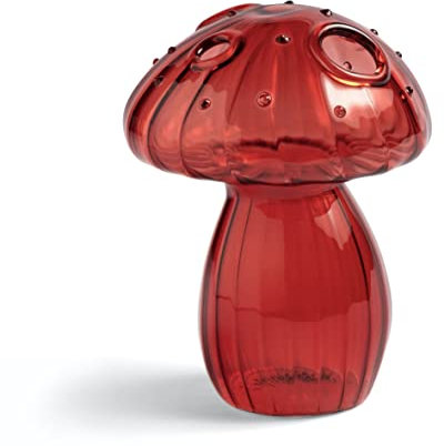 Hafhef Vase décoratif en forme de champignon, vase à fleurs délicat, décoration de chambre, vase en verre rouge unique pour décoration de maison/cuisine/bureau