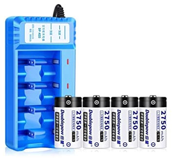 TIST Cargador de Kit de batería Recargable Inteligente 2 con 4 baterías Recargables de tamaño C 2 LR141.2V