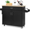 TANGZON Kitchen Island on Wheels, Rolling Storage Trolley with Large Cabinet, Drawer, Adjustable Shelf, Wood Worktop, Spice & Towel Rack, Utility Serving Cart for Dining Living Room Restaurant (Black)
