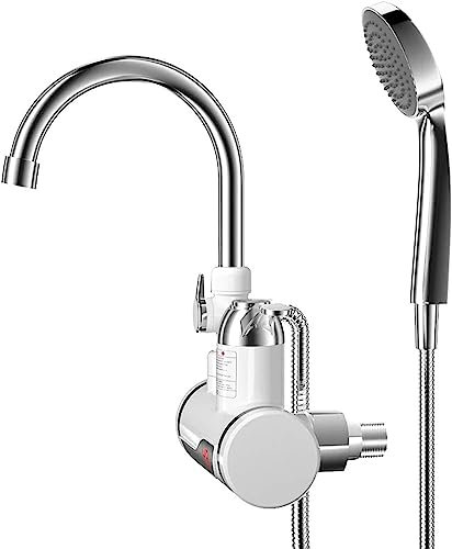 POSTEGE Robinet électrique avec Chauffe-Eau instantané Chauffe-Eau instantané 110V/220V 3000 W avec pommeau de Douche pour Cuisine, Jardin, Salle de Bain, Caravane, Camping Side Inlet,220V