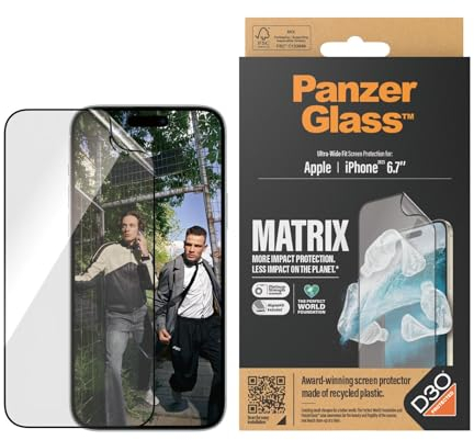 Panzer Glass Matrix with D3O iPhone 15 Plus, UWF (Ultra-Wide Fite) w. AlignerKit