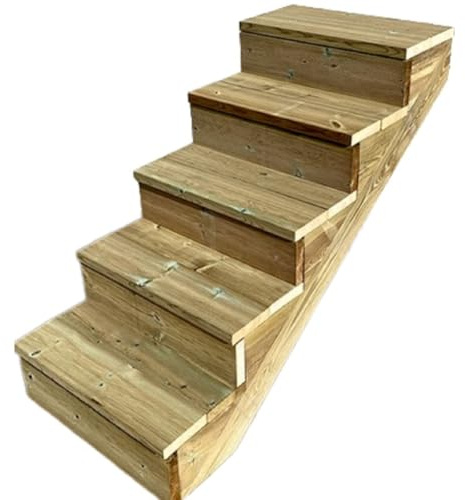 Berlin - Terrassentreppe Holz - H88cm 5 Stufen, Breite 60cm, MIT Setzstufen- Vinuovo - Set für Ihre Außentreppe aus Holz