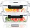 Hcrvvi Food Storage Containers - Food Containers 2 Pcs, with Upgraded Snap Locking Lids, Airtight Glass Containers Set, Meal Prep Containers Reusable, Glass Containers with Lids 1040ml, BPA Free