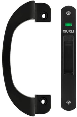 XIUXLI Chiusura con serratura su un lato, serratura con gancio per finestra per porte scorrevoli Serratura con serratura (C-Handle Set Nero)