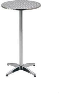 METRO Professional Outdoor Bistrotisch 3in1 Narni, Aluminium, Ø 60 cm, Höhenverstellbar (50/73/110 cm), Edelstahloberfläche, Wetterfest, Rund, Silber