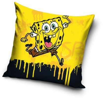 Carbotex Schwammkopf Spongebob Motiv Kissenhülle Kissenbezug 40x40 cm (SBOB225010)