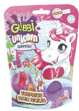 Simba Glibbi Unicorn Surprise, Badebombe in 1 von 3 Farben (pink, lila, Mix) mit Überraschung, 1 von 6 Figuren, 100g, Badespaß ab 3 Jahren
