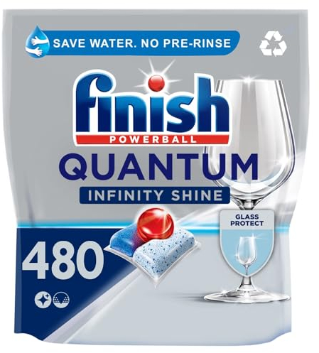 Finish Quantum Infinity Shine Dishwasher Tablets Bulk 5 Pack | Scent : REGULAR | Size : 120 Dishwasher Tabs | For Sparkling Clean (Total 480 Tablets)