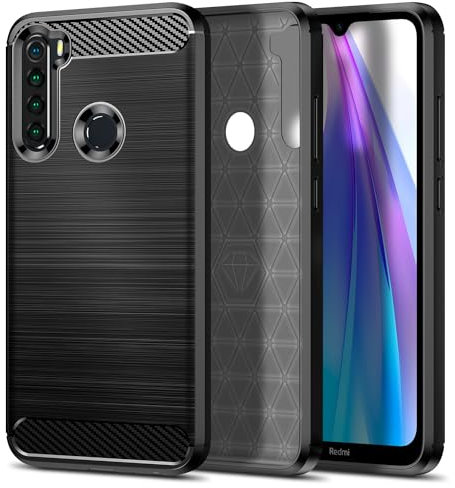 Qiinogow Funda para Xiaomi Redmi Note 8T, Antigolpes Carcasa con Suave de TPU, Capa Ultrafina de Fibra de Carbono (Negro)