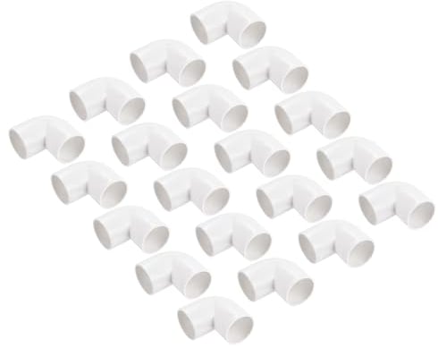 sourcing map PVC Conduit Coupler 90 Degree Elbow Pipe Fittings 20 mm White Change Direction for DIY PVC Shelf Garden Hose Electrical Conduit Pack of 30