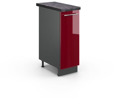 Vicco Apothekerschrank Fame-Line, Bordeaux Hochglanz/Anthrazit, 30 cm, AP Anthrazit