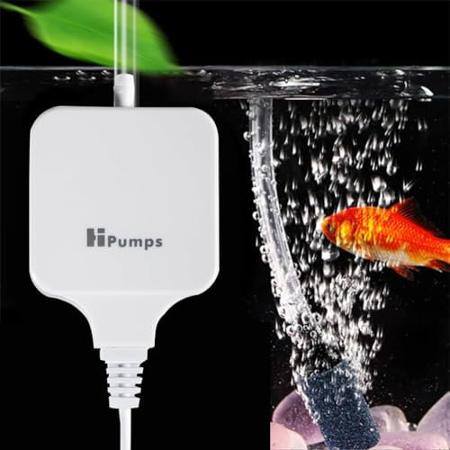 Silent Aquarium Air Pump for Fish Tank - 1.5W Ultra Quiet Oxygen Pump With Air Stone, Suitable for Small Tanks, White, M