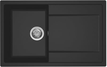 Elleci Lavello Incasso Life 300 1 vasca con gocciolatoio 79×50 Nero Granitek LG230040