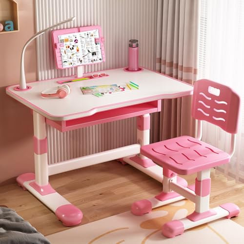 joukares Funktionales Schreibtisch- und Stuhl-Set für Kinder, ergonomisch, höhenverstellbar, Kinderschreibtisch mit Kipp-Desktop, Studentenschule Schreibtisch mit Aufbewahrungsschublade für Jungen und