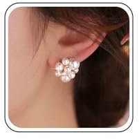 Aneneiceera Boho Multi Perlen Ohrstecker Gold Cluster Kristall Ohrring Cz Perlen Cluster Ohrringe Weiße Perle Ohrring Braut Ohrringe Schmuck Für Frauen