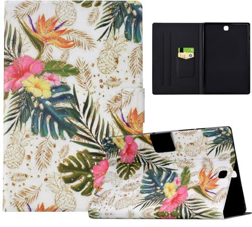 Mldjomid Coque pour Samsung Galaxy Tab A 9.7 8.7 Pouces (SM-T550/SM-T555) Tablette Housse de Protection,Cuir PU Étui Cover Case pour Samsung Galaxy Tab A 9.7,Ananas Doré