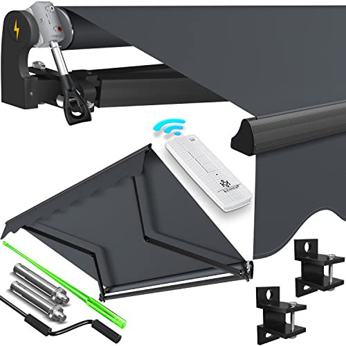 KESSER® Auvent électrique à bras articulés avec télécommande - 250 x 200 cm - Store de terrasse avec support mural - Protection solaire - Store de balcon - Anthracite