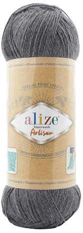 100g Sockenwolle Alize Superwash Artisan 75% Wolle Strickwolle Häkelgarn Farbwahl, Farbe:871 schiefergrau
