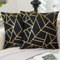 ViaElayu Kissenbezug 50 x 50 Schwarze Sofakissen mit goldenem geometrischem Deko Kissen Samt kissenbezüge Moderne Kissen Quadratische Kissen bezüge Dekoration 2er Set Schlafzimmer