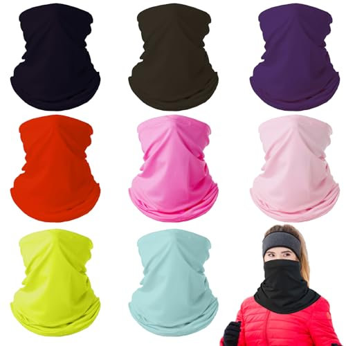 8pcs Multifonction Bandanas, Cache Cou Homme Elastique Tube Bandeaux Couvre-Chef, UV Résidence, Sans Coutures Echarpe pour Femme Homme, Bandana de Sport pour L'équitation en Plein Air (Couleur Unie)