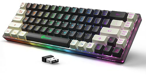 GEODMAER Teclado inalámbrico 65% para juegos, teclado retroiluminado recargable, 68 teclas, ultra compacto, antifantasma, sin conflictos, teclado inalámbrico para PC, portátil, PS5, PS4, Xbox One, Mac