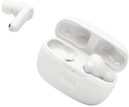 JBL Vibe Beam 2 - True Wireless Noise Cancelling Earbuds Pure Bass Sound & Smart Ambient Technology, 4mics for Crisp, Clear Calls, up to 40Hrs of Playback, IP54 Dust & Water Resistant (White)