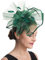 Haoijng Fascinators Hat for Women Cocktail Tea Party Headwear Flower Mesh Ribbon Feathers Headband (UK, Alpha, M, A1-Dark Green)