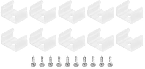 TOP-VIGOR 100 Stück LED-Lichtstreifen-Licht-Clips, Montagehalterung, Befestigungsclips, Kunststoff-Klemmhalter, wasserdichter LED-Streifen mit Schrauben für 14–17 mm Neon-RGB-Lichtkabelband,