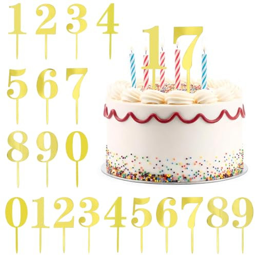 20 Stück Nummer Cake Topper Zahlen 0-9 Geburtstag Tortendeko Kuchenstecker Cupcake,15cm Acrylmaterial Geeignet für Geburtstagsfeiern Jeden Alters Hochzeitsparty