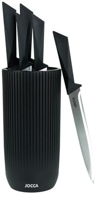 Jocca - Set de cuchillos de cocina con tacoma | Juego de 5 cuchillos profesionales de acero inoxidable | Mango ergonómico | Diseño moderno (Negro)
