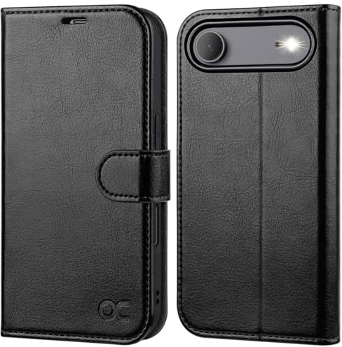 OCASE for iPhone Air Case, PU Leather Wallet, Black | Magnetic Flip Folio Cover with RFID Blocking, Card Holders, Shockproof TPU, and Kickstand for 6.5 Inch iPhone Air (2025)
