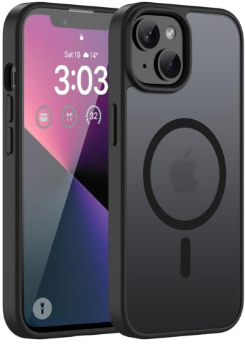 ORDA Magnetic Case for iPhone 13 Mini - Black | Compatible with MagSafe, translucent back, matte mobile phone case, shockproof, scratch-resistant protective case