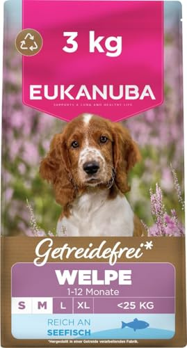 Eukanuba Grain Free Ocean Fish - Complete Dry Puppy Food - For Small & Medium Breed Dogs 3KG