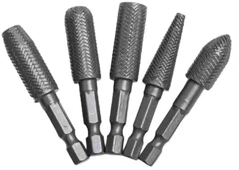 5-teiliges Rotationsraspelfeilen-Set, Stahlschnitz-Bitschneider für Metall, Holz, Schleifen, Holzbearbeitung, Zubehör, Feilen-Set