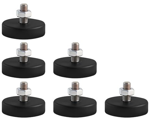 PARFCO Pied de Meuble Réglable M8×42, Pied Caoutchouc à Visser Noir | 6 Pièces avec Tampon Caoutchouc Anti-Vibrations, Réglable pour Meubles, Tables, Chaises et Canapés