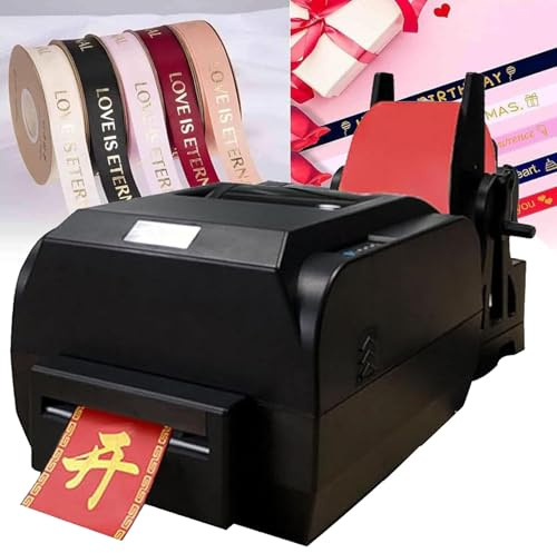 Digitale Satinband-Druckmaschine Mit Halter, DIY Druck Festival Dekorationsband,150 Mm/S,Drucktext,Muster Und Logos Für Hochzeiten,Partys Und Geburtstage,Unterstützt 50+ Sprachen,Singlerow