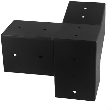 Steel Slanted Roof Pergola Brackets Wall Mount with Screws for 4x4 Inch Wood Posts, 3-Way and Unidirectional Connectors for Outdoor Gazebo or Deck Pergola(Left 15°)