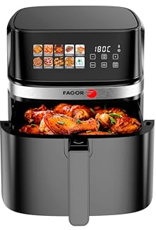 Fagor Naturfry Luxe Luftfritteuse mit doppeltem Widerstand, Leistung 2200 W, 8 l Fassungsvermögen, Touch-Bedienfeld mit 10 Funktionen, Temperaturregelung 80-200 °C