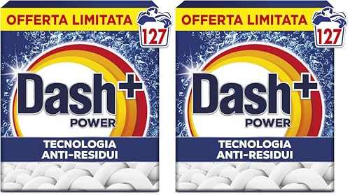 Dash Detersivo Lavatrice Per Bucato In Polvere, 127 Lavaggi, Tecnologia Anti Residui, Rimuove le Macchie, Efficace anche a Freddo e in Cicli Brevi (Confezione da 2)
