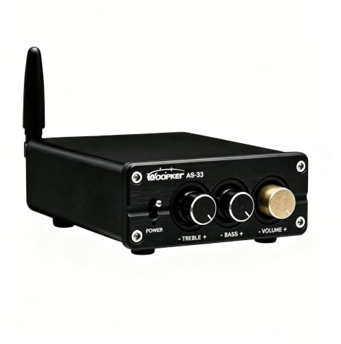 AS-33 Bluetooth Stereo Amplifier, 2 Channel Home Audio Component Amplifiers for Passive Speakers, Mini Class D Amp Audio Receiver Max 600W for Indoor, Outdoor, Garage, Ceiling, Bookshelf Speaker