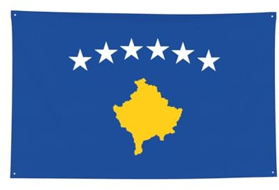 Bandiera del Kosovo Stampa Bandiere Con 4 Fori Durevole Esterna Banner Arazzo Della Parete Decorazioni Del Partito Dei Bambini Banner
