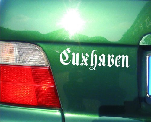 cartattoo4you® AK-01669 | CUXHAVEN - Fraktur/Altdeutsche Schrift | Autoaufkleber Aufkleber Farbe weiß, in 24 Farben erhältlich, glänzend 17 x 5 cm, Premium-Qualität Waschstrassenfest
