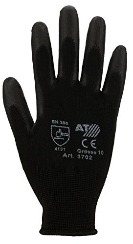 ASATEX Feinstrick mit PU-Beschichtung 3702, schwarz, Gr. 8