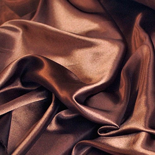 TOLKO 1m Glanz Satin Stoff Meterware als Modestoff Dekostoff Kostümstoff Gardinenstoff Vorhangstoff Hochzeitsstoff | Glitzer Satinstoffe zum Nähen Dekorieren | Nähstoffe 150cm breit (Braun)