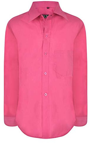 Camisa AEL para joven Formale Plain, manga larga, traje de boda, fiesta elegante, talla por edad de 1 a 15 años fucsia 92 cm/98 cm