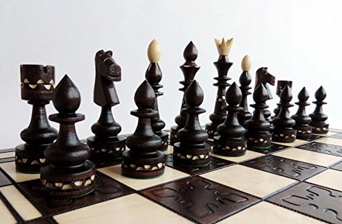 Master of Chess Scacchiera in Legno “INDIAN” 54cm - Fatto a Mano Grandi Scacchiera Portatile - Set di Scacchi Pieghevoli per Bambini e Adulti