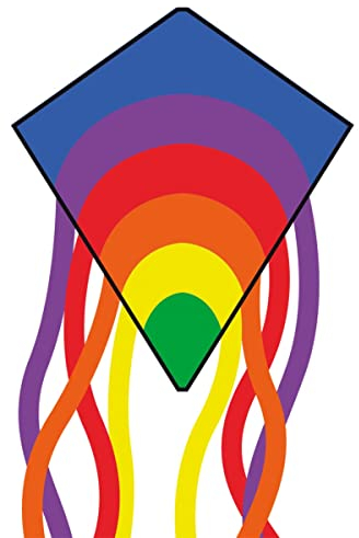 CIM Kinder-Drachen - Eddy-S Rainbow - Einleiner-Flugdrachen für Kinder ab 3 Jahren - 50x56cm - inkl. Drachenschnur und Streifenschwänze